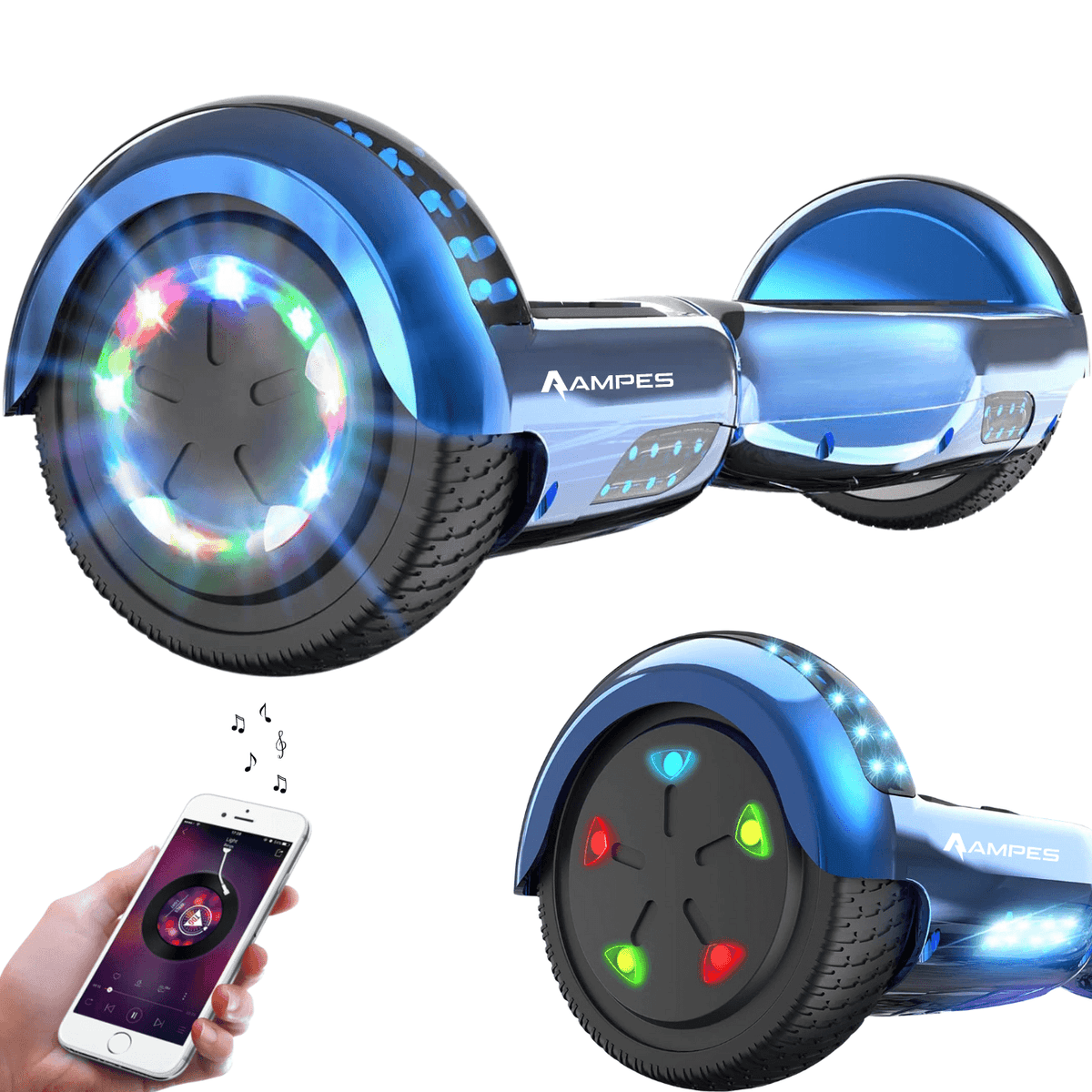 Hoe leer je hoverboarden - Ampes Chroom Blauw hoverboard