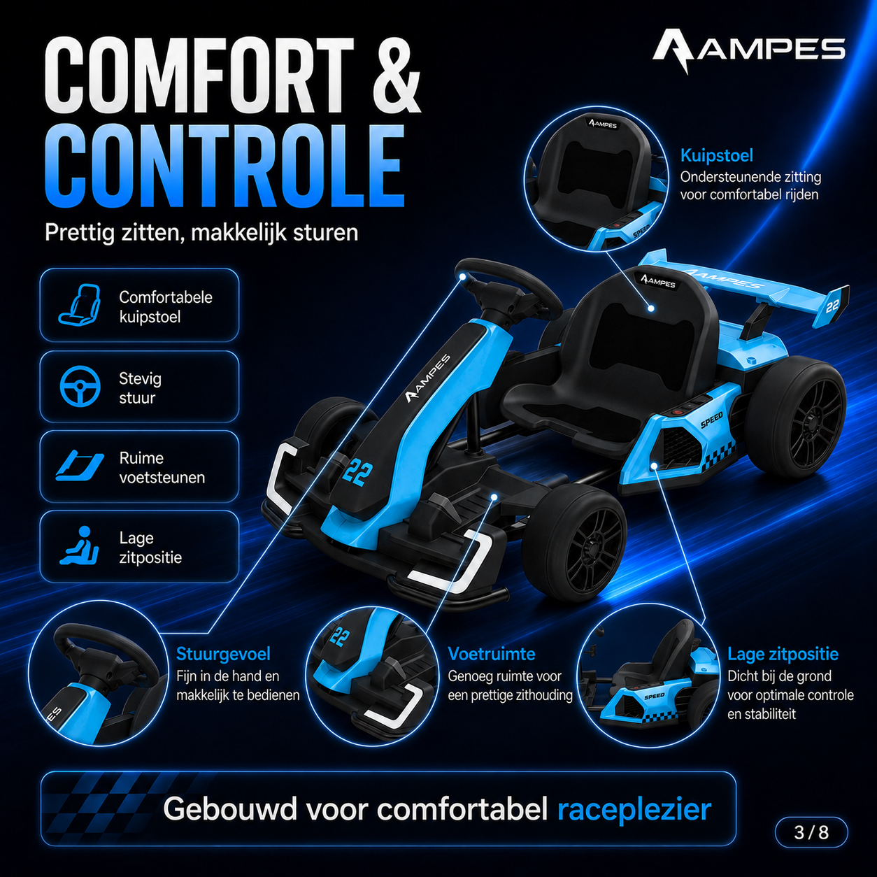 Ampes Elektrische Go Karts - Blauw