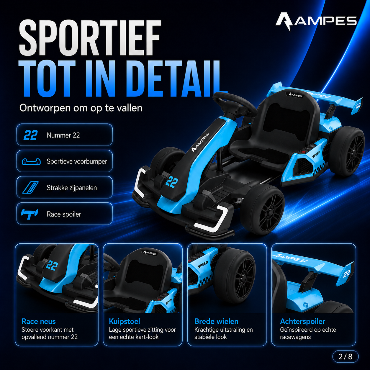 Ampes Elektrische Go Karts - Blauw