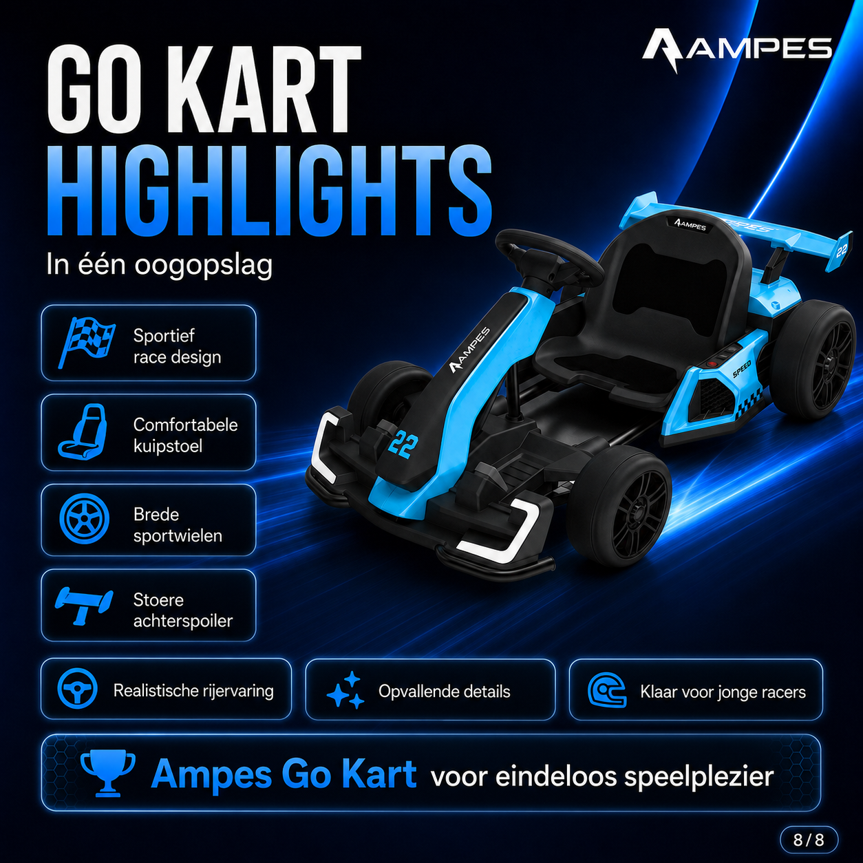 Ampes Elektrische Go Karts - Blauw