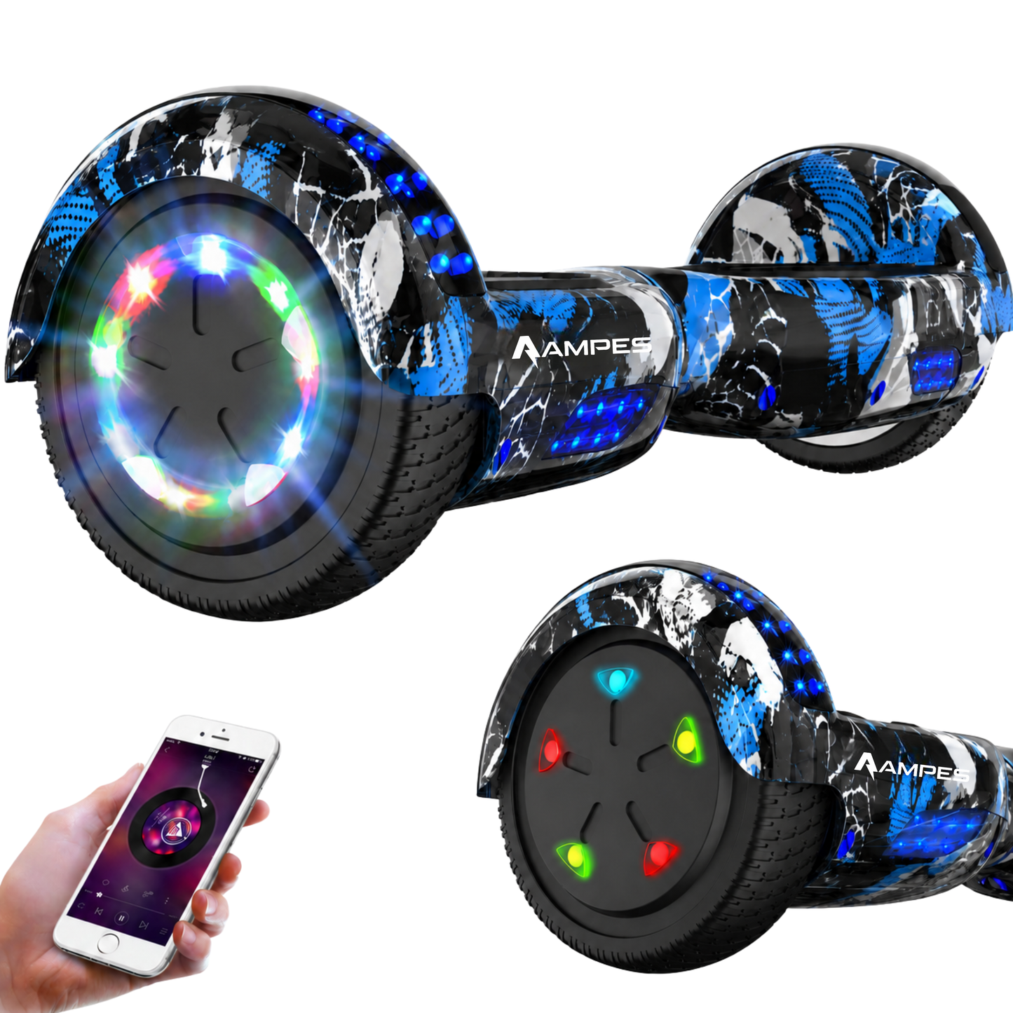 Ampes Hoverboard - Graffiti Blauw