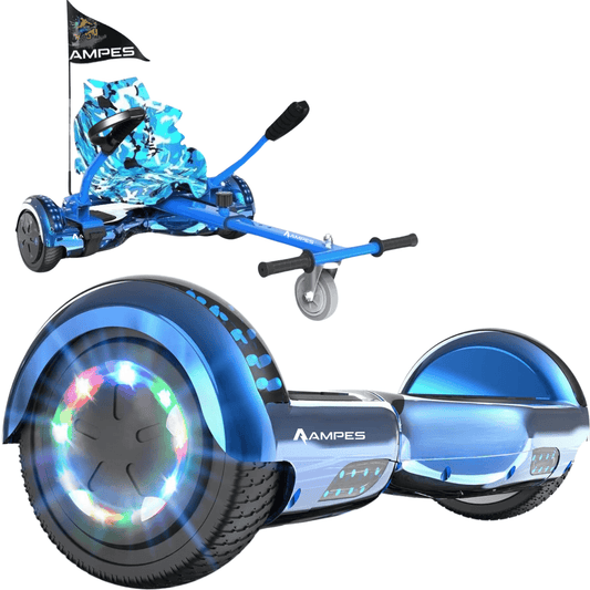 Ampes Hoverboard - Chroom Blauw + Hoverkart Blauw camo