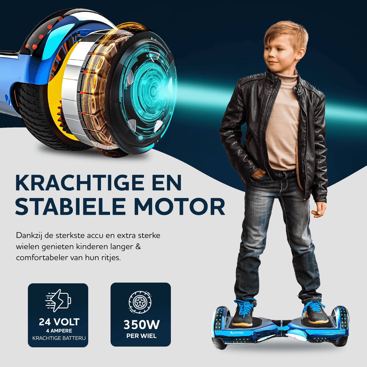 Ampes 6,5 inch Hoverboard blauw krachtige en stabiele motor