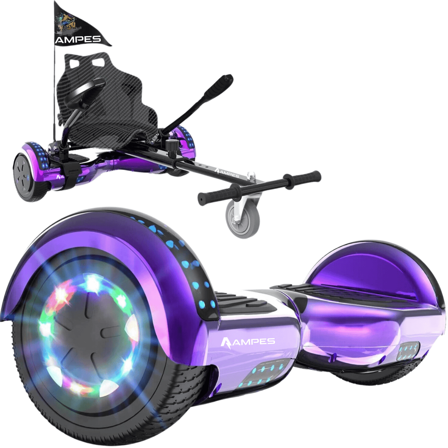 Ampes Hoverboard - Chroom Blauw + Hoverkart