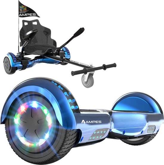 Ampes Hoverboard - Chroom Blauw + Hoverkart carbon