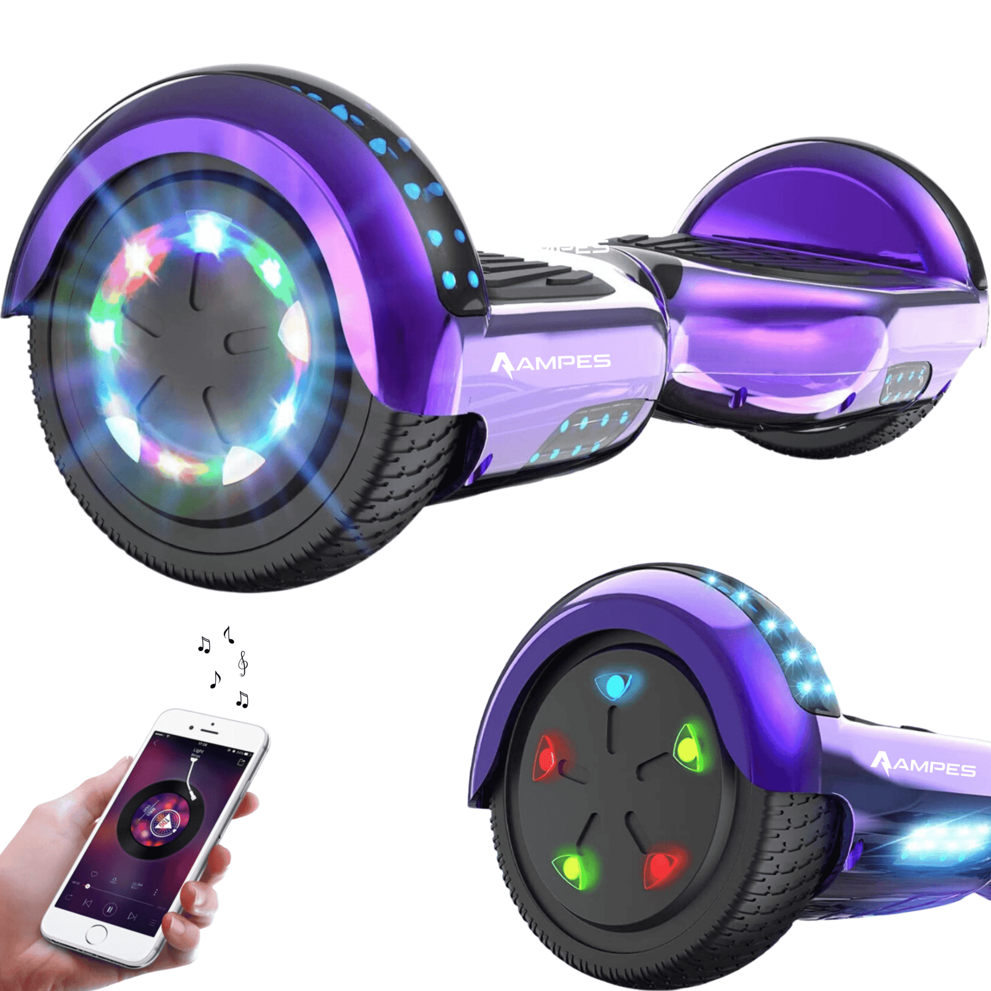 Ampes Hoverboard - Chroom Paars - Hoverboard 6,5 inch