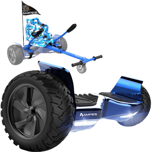 Ampes Off Road Hoverboard - Chroom Blauw. + Hoverkart Blauw